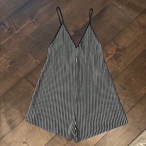 Black and White Striped Romper